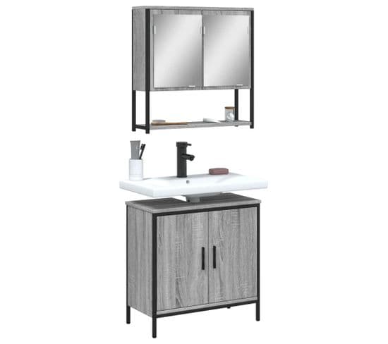 Ensemble De Meubles De Salle De Bain 2 Pièces Sonoma Gris