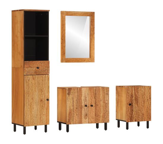 Ensemble D'armoires De Salle De Bain 4 Pièces Bois Massif D'acacia