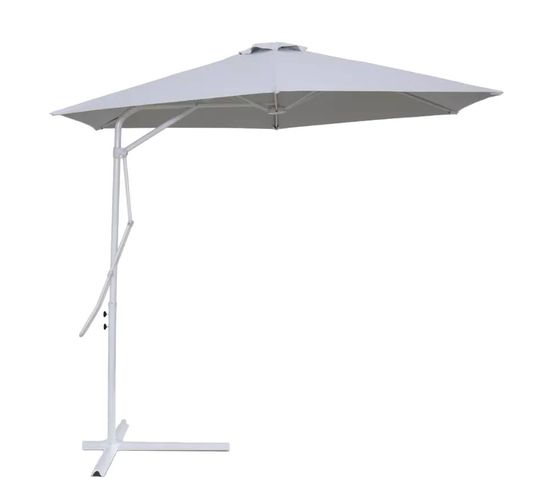 Parasol De Jardin Déporté 3 M En Acier Hexagonal Blanc Anti Uv Samana