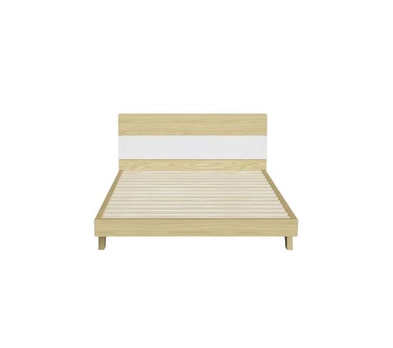 Lit 2 Places En Bois 160x200cm Avec Sommier Minimaliste Hanks