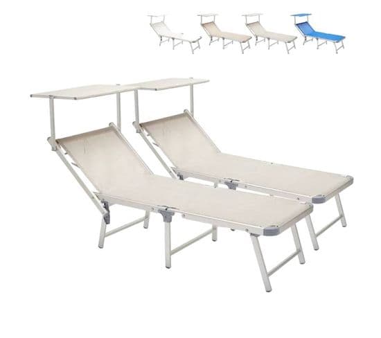 Lot De 2 Bain De Soleil Jardin Transat Piscine Pliant Moderne Maliss