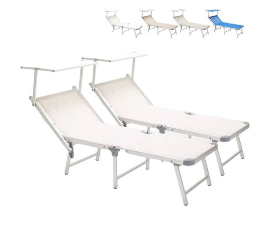 Lot De 2 Bain De Soleil Jardin Transat Piscine Pliant Moderne Maliss