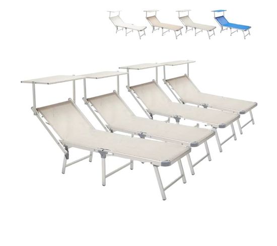 Lot De 4 Bain De Soleil Jardin Transat Piscine Pliant Moderne Maliss