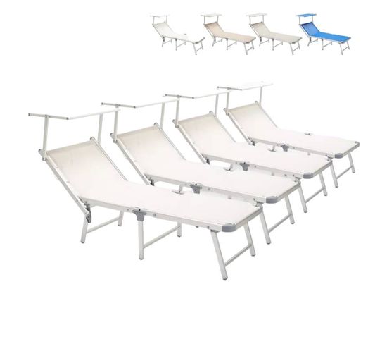 Lot De 4 Bain De Soleil Jardin Transat Piscine Pliant Moderne Maliss