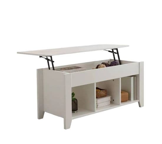 Table Basse Relevable De Salon Avec Coffre De Rangement Sumatra