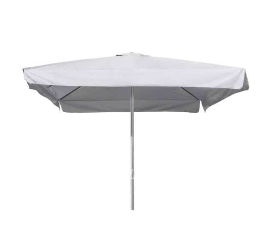 Parasol Jardin Terrasse 3x3 Aluminium Carré Solide Blanc Avec Volant Mirati