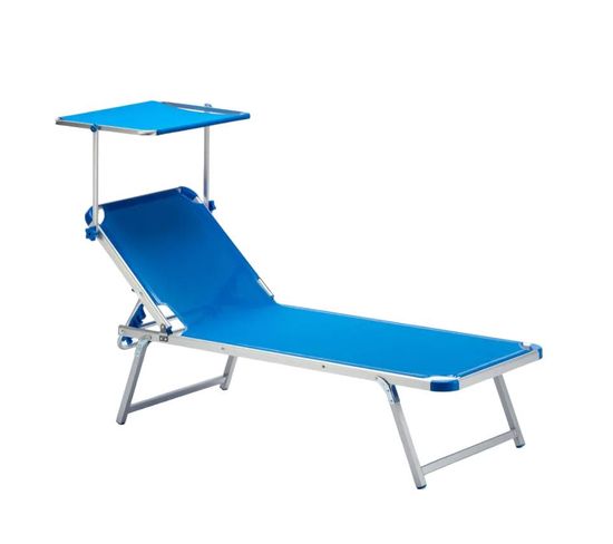 Transat De Plage Bain De Soleil En Aluminium Avec Pare-soleil Catcool