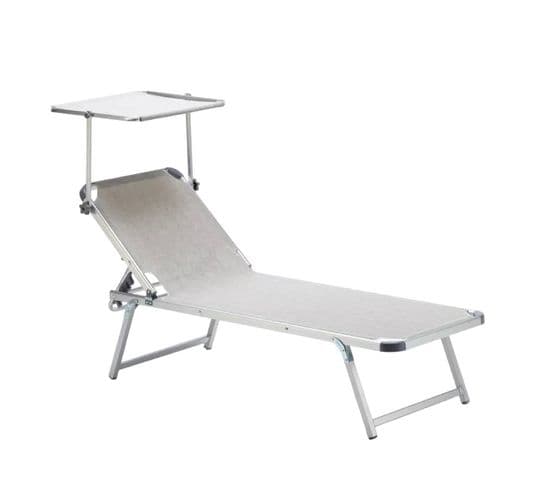 Transat De Plage Bain De Soleil En Aluminium Avec Pare-soleil Catcool