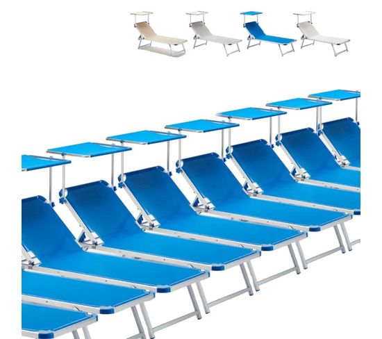 Lot De 20 Transat De Plage Bain De Soleil Avec Pare-soleil Catcool