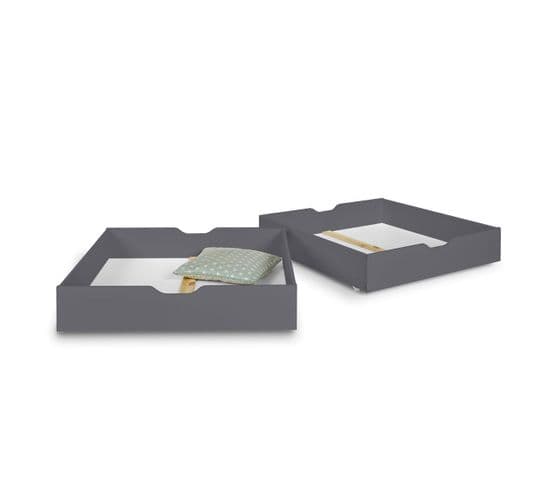 Lot De 2 Tiroirs Pour Lit Superposé Aaron   Anthracite 90x190 Cm