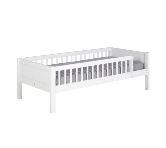 Pack Lit Enfant Avec Barrières Et Matelas Victoria   Blanc 90x190 Cm