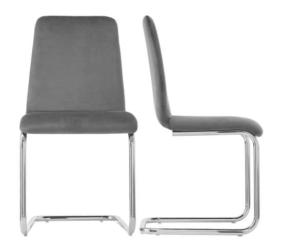 Chaise Freischwinger (set De 2), Structure En Métal Chromé, Gris