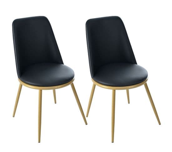 Lot De 2 Chaises De Salle À Manger Avec Dossier Rond, Noir