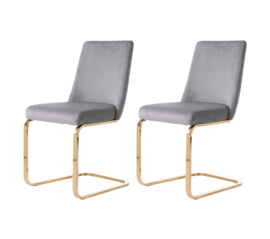 Lot de 2 Chaises En Velours - Gris