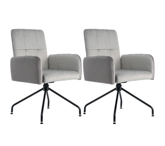 Ensemble De 2 Chaises De Salle À Manger En Velours, Gris