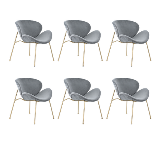 Lot De 6 Chaises En Velours, Gris