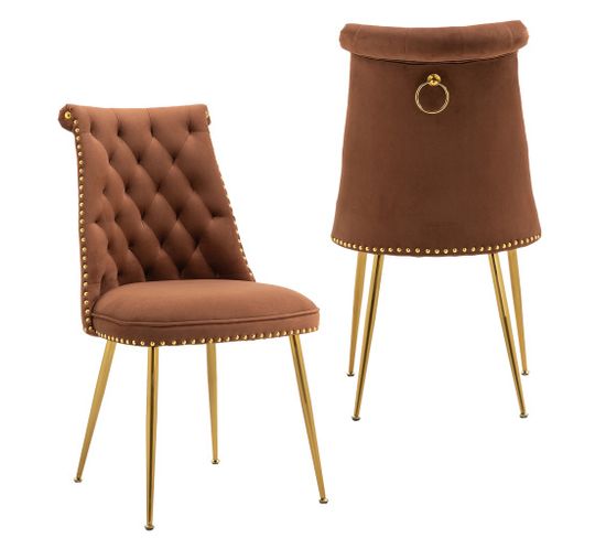 Lot De 2 Chaises En Velours - Marron