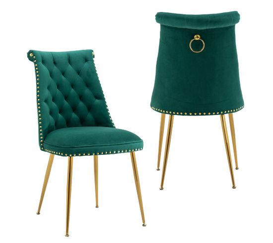 Lot De 2 Chaises En Velours - Vert