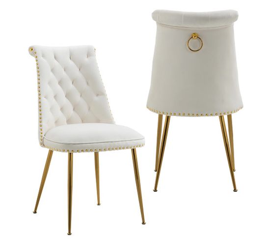 Lot De 2 Chaises En Velours - Blanc