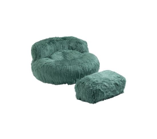 Fauteuil Confortable Et Moelleux Avec Ottoman - Vert