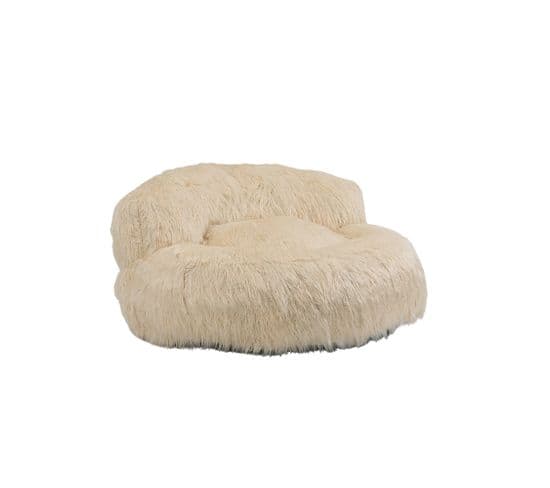 Fauteuil Confortable En Peluche Avec Ottoman - Beige