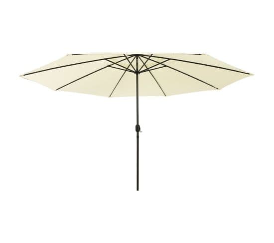 Parasol D'extérieur Avec LED Et Mât En Métal 400 Cm Sable