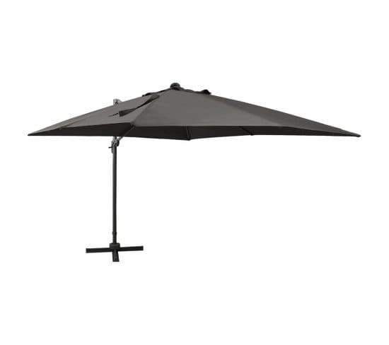 Parasol Déporté Avec Mât Et Lumières LED Anthracite 300 Cm