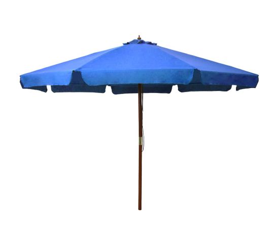 Parasol Avec Mât En Bois 330 Cm Bleu Azuré