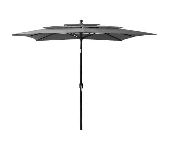 Parasol à 3 Niveaux Avec Mât En Aluminium Anthracite 2,5x2,5 M