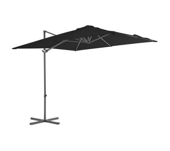 Parasol Déporté Avec Mât En Acier Noir 250x250 Cm