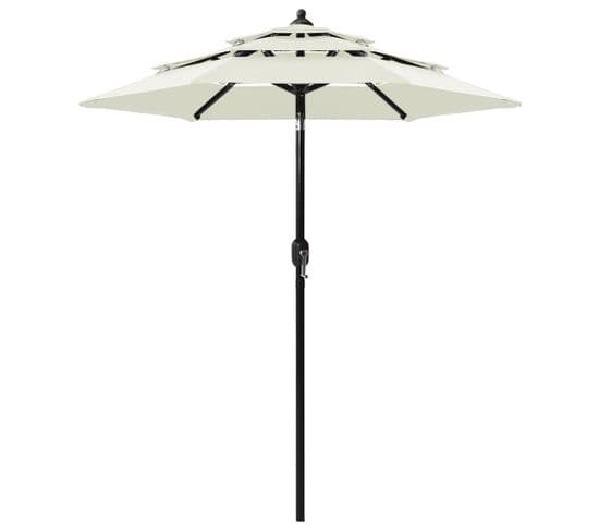 Parasol à 3 Niveaux Avec Mât En Aluminium Sable 2 M