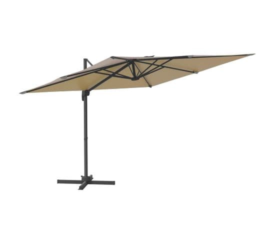 Parasol Déporté Avec Mât En Aluminium Taupe 300x300 Cm