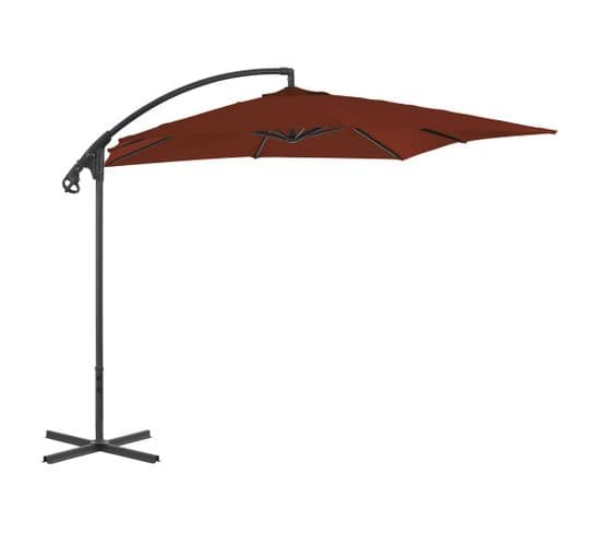 Parasol Déporté Avec Mât En Acier 250x250 Cm Terre Cuite