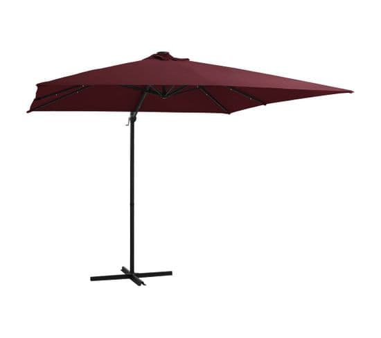 Parasol Déporté Avec Lumières LED Rouge Bordeaux 250x250 Cm