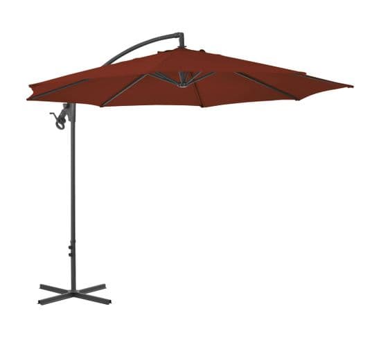 Parasol Déporté Avec Mât En Acier 300 Cm Terre Cuite