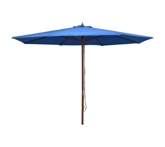 Parasol D'extérieur Avec Mât En Bois 350 Cm Bleu