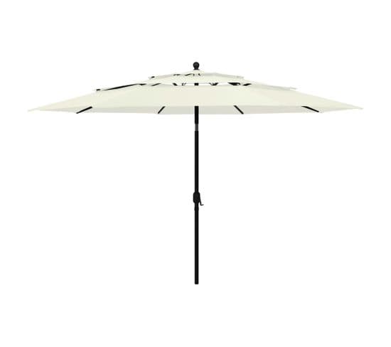 Parasol à 3 Niveaux Avec Mât En Aluminium Sable 3,5 M