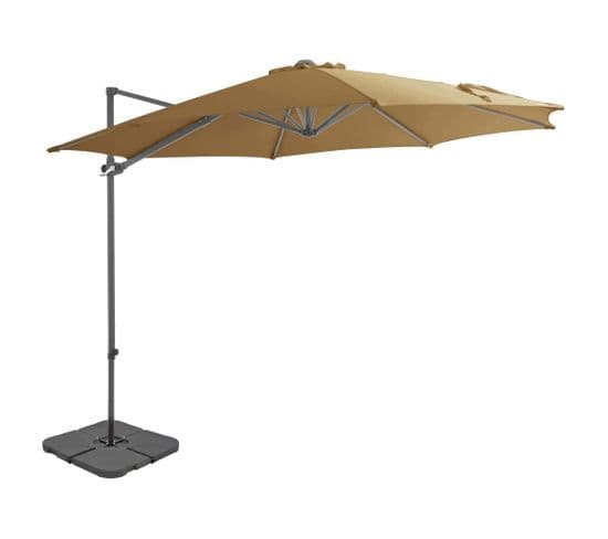 Parasol Avec Base Portable Taupe