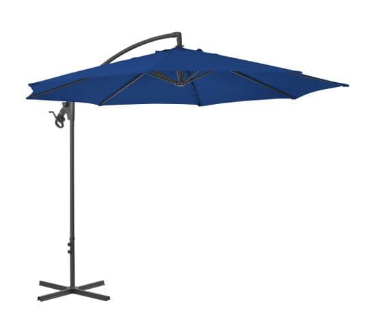 Parasol Déporté Avec Mât En Acier 300 Cm Bleu Azuré