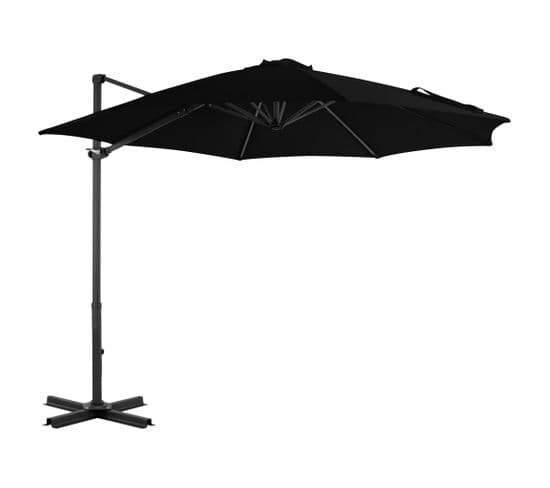 Parasol Déporté Avec Mât En Aluminium Noir 300 Cm