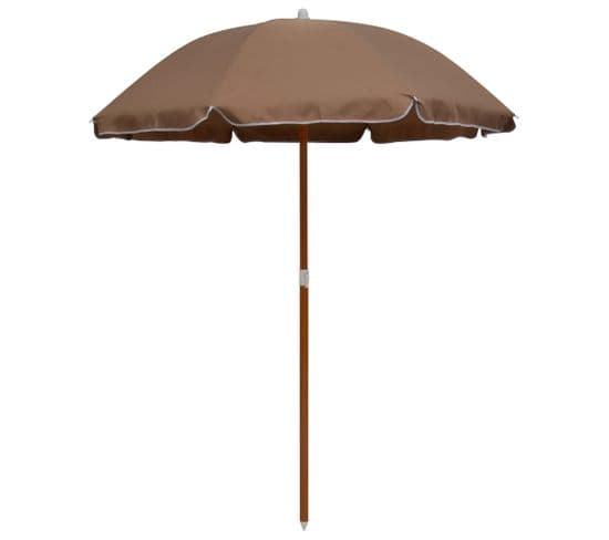 Parasol Avec Mât En Acier 180 Cm Taupe