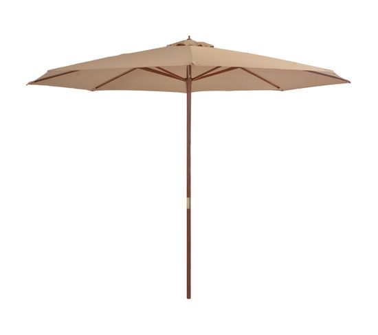 Parasol Avec Mât En Bois 350 Cm Taupe