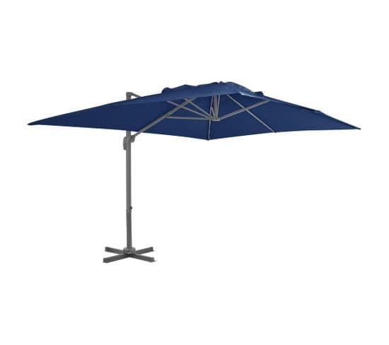 Parasol Déporté Avec Mât En Aluminium 4x3 Cm Bleu Azur