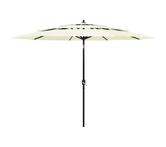 Parasol à 3 Niveaux Avec Mât En Aluminium Sable 3 M