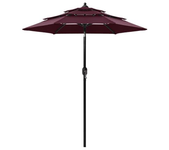 Parasol à 3 Niveaux Avec Mât En Aluminium Bordeaux 2 M