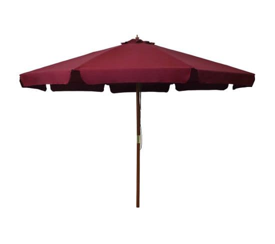 Parasol Avec Mât En Bois 330 Cm Bordeaux