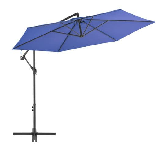 Parasol Déporté Avec Mât En Aluminium 300 Cm Bleu