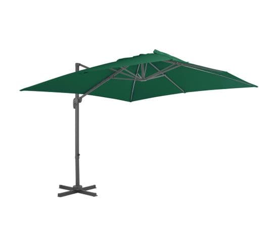 Parasol Déporté Avec Mât En Aluminium Vert 300x300 Cm