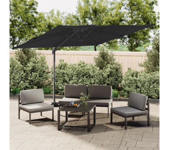 Parasol Cantilever à Double Toit Noir 300x300 Cm