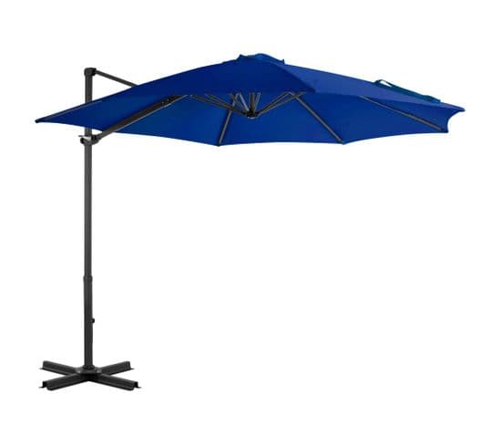 Parasol Déporté Avec Mât En Aluminium Bleu Azuré 300 Cm